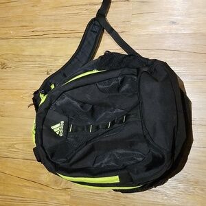 Adidas black and neon green extra expandable backpack